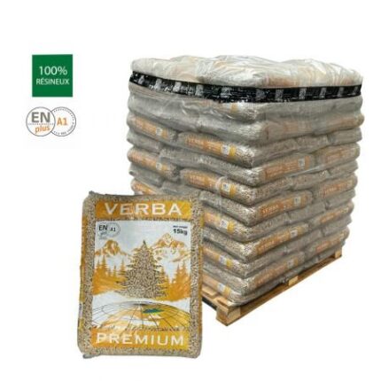 Verba Premium Pellets – Palette mit 70 Säcken à 15 kg (1050 kg) – 100 % Nadelholz (Kiefer)