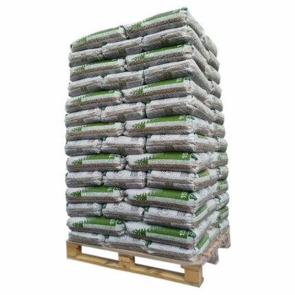 Pyrenäenholz – Palette mit 65 Säcken à 15 kg (975 kg) – 100 % Nadelholz – DIN Plus-zertifiziert